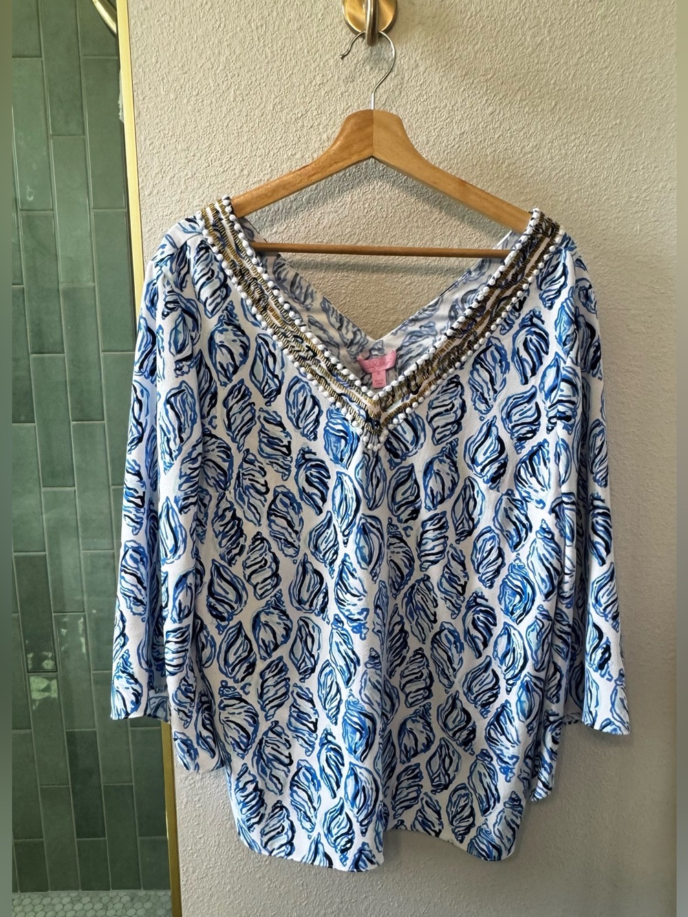 NWT Lilly Pulitzer Kailen Tunic Top Resort | Gold Embellishments White Size 12